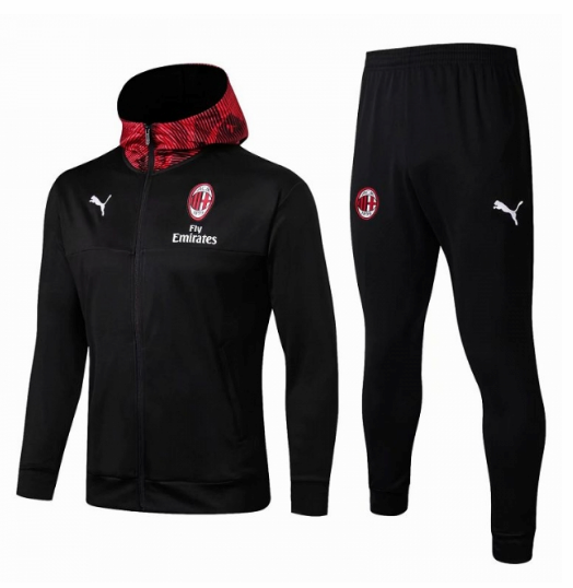 Traje de chaqueta con capucha AC Milan 2019-2020 negro